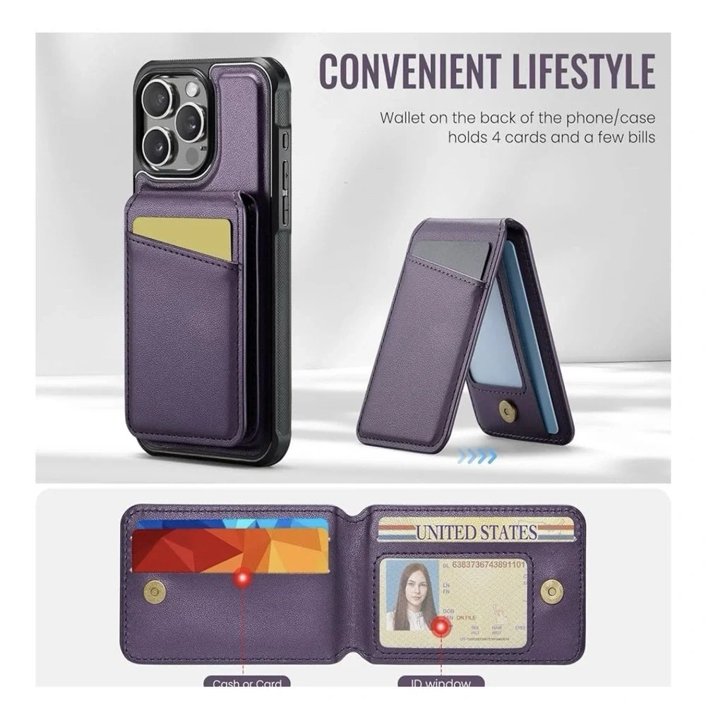 Magnetic‎ MagSafe Wallet Adjustable Stand, ASAPDOS, Purple, New Out Of Box